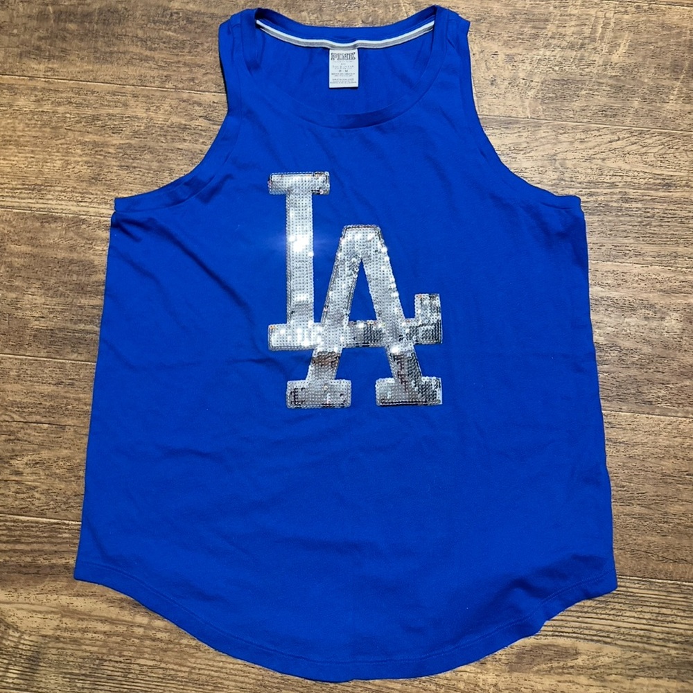 VS PINK MLB LOS ANGELES DODGERS BLING TANK TOP